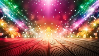 an abstract background with colorful lights and stars