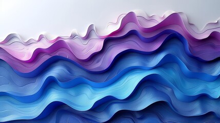 Fototapeta premium Create a seamless, high-resolution background pattern of smooth, flowing, overlapping waves using a limited palette of blue and purple
