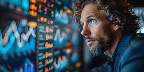 Fototapeta premium Futuristic Banking and Financial Growth Visualization on Digital Screen