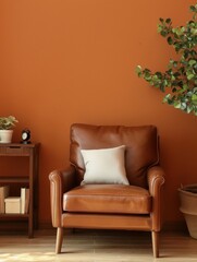 Warm Father's Day Celebration Backdrop with Vintage Leather Chair and Symbolic Gifts