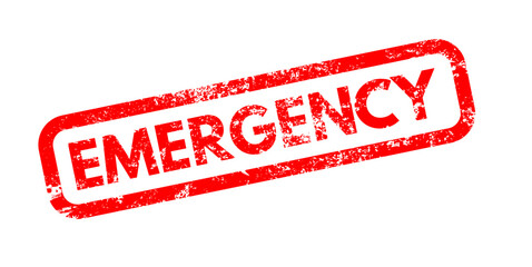 Red emergency word square rubber seal stamp - vector illustration 