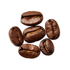 Obraz premium Coffee bean seed isolated on transparent background PNG cut out clipart.
