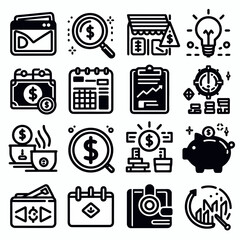 outline personal finance set icon silhouette vector illustration white background
