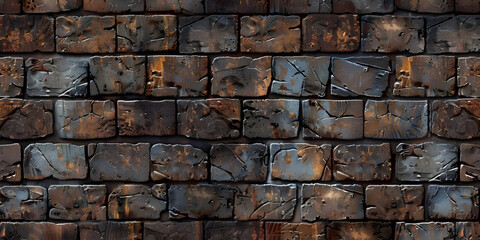 Weathered Elegance: Aged Bricks Background with Character, Vintage Brickwork: Stained and Aged Background for Texture-Ai-generated
