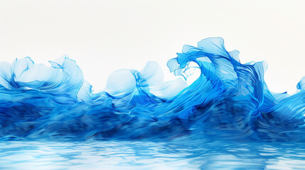 Aquatic blue wave illustration, serene and deep aquatic blue wave on a white backdrop.