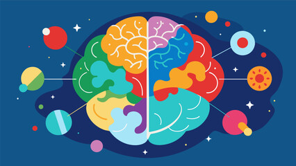 An illustrated map of the brain with different areas colorcoded to show the effects of ketamine on depression anxiety and other mental health.