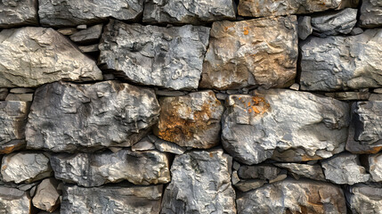 Obraz premium Weathered Stone Wall: Close-Up of Textured Stone Wall with Natural Elements