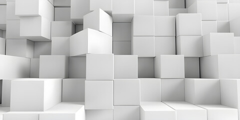 Cube Composition: White Boxes in a Minimalist Arrangement, Block Background: White Cubes for a Clean and Modern Look-Ai-generated