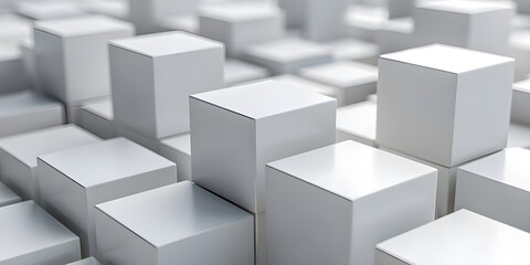 Cube Composition: White Boxes in a Minimalist Arrangement, Block Background: White Cubes for a Clean and Modern Look-Ai-generated