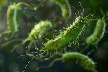 A detailed image of the bacteria Helicobacter pylori, which is often associated with gastritis and peptic ulcers