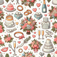 set of wedding ceremony  vector in white background 