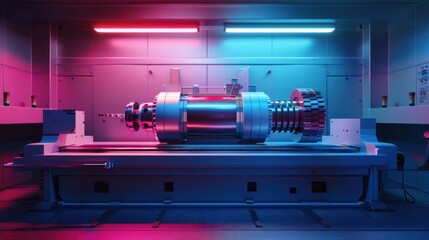 Colorful Illumination of a D Rendered Gear Lathe Machine