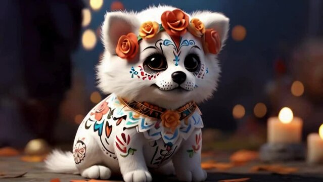 Toy dog on a table with bokeh background