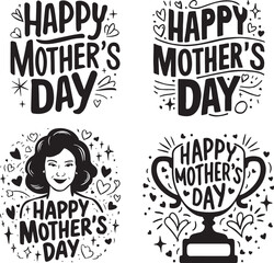 Happy Mothers Day Vector Set