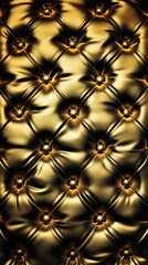 Fototapeta premium Shiny gold tufted leather texture with buttoned details. Luxury upholstery design for fashion and interior
