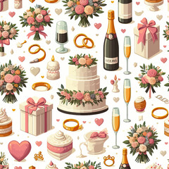 set of wedding ceremony  vector in white background 