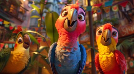 Bright parrots art