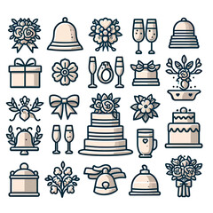 set of wedding ceremony  vector in white background 