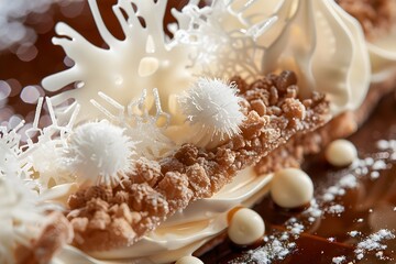 Exquisite Spun Sugar Sculpture Adorning a Decadent Dessert