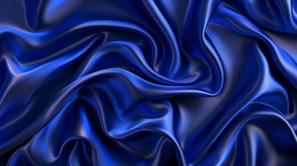 Obraz premium Blue satin fabric in folds. Studio shot of a textile texture. Design for textile, fashion, and interior.