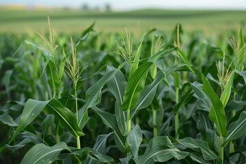Fototapeta premium Vibrant Macro Photography of Cornfield: Capturing Nature's Beauty in Detail