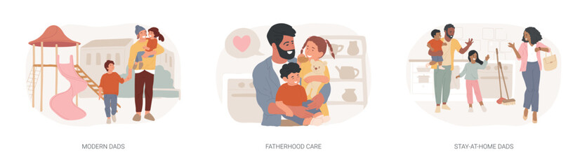 Parenthood isolated concept vector illustration set.