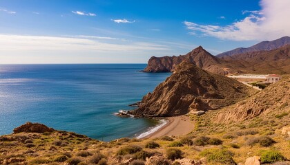 beautiful coastal landscape in cabo de gata andalusia stunning natural park near almeria generative...