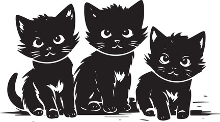 Fototapeta premium Kittens Silhouette Stencil Vector Set