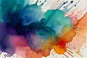 abstract watercolor grunge paper texture vector background. Colorful watercolor hand paint design banners. Color splashing on paper with watercolor splashes, grunge. Generative AI
