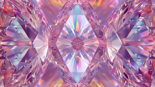 Symmetrical crystal kaleidoscope pattern in pastel tones. Abstract design for wallpaper and artistic backgrounds