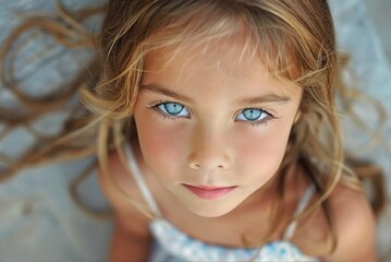 Stunning high resolution photos of a beautiful five year old girl with fantastic eyes looking into the camera