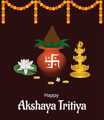 Indian Festival Akshaya Tritiya Celebration Vector Design
