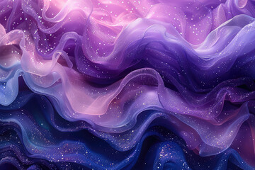 A digital art piece featuring an ethereal purple and indigo galaxy with swirling, fluid shapes reminiscent of clouds or smoke. Created with Ai