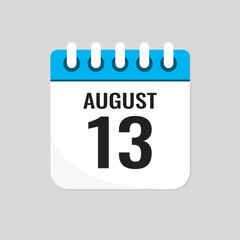 Icon page calendar day - 13 August