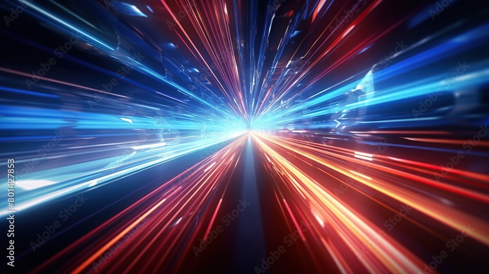 Poster abstract neon glowing digital light of high speed concept. global connection and digital communicati