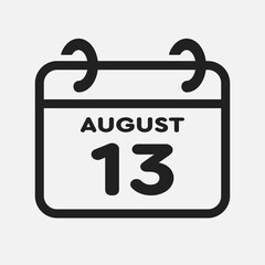 Icon page calendar day - 13 August