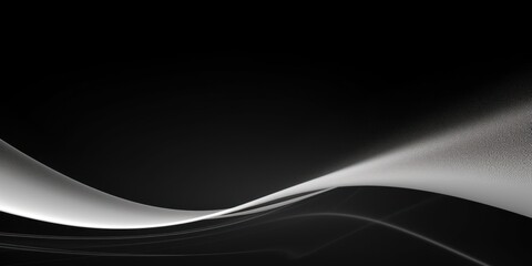 Silver black white glowing abstract gradient shape on black grainy background minimal header cover poster design copy space empty blank copyspace