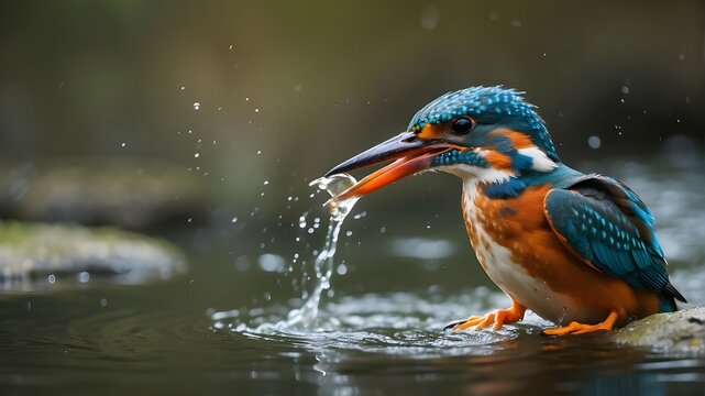 A female Kingfisher comes up out of the water after trying to dive for a fish but failing. I'm addicted to taking pictures of these gorgeous birds, so I must return soon.