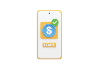 Loan icon 3d rendering bank loan illustration element