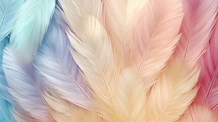 Soft feathers pattern in pastel color. Animal hair texture background.