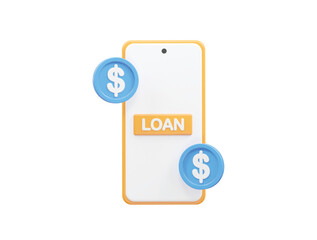 Loan icon 3d rendering bank loan illustration element