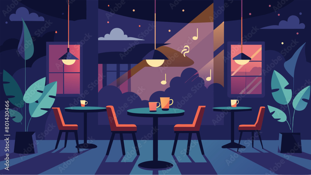 Poster creating a peaceful and inviting atmosphere for meals with dim lighting and calming music to promote