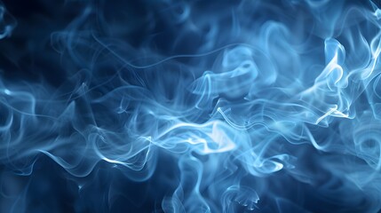 Black scene with blue smoke in the background. Blue mist on the ground. Fog backdrop.