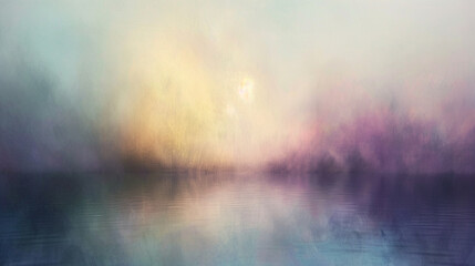 Obraz na płótnie Canvas Ethereal mists of color float and fade, painting a serene landscape of mesmerizing abstraction.