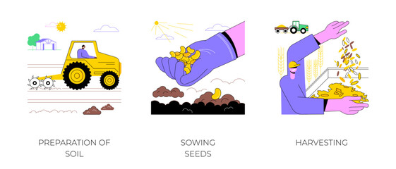 Cultivation of crops isolated cartoon vector illustrations.