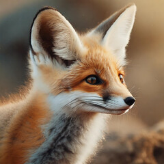 Red fox vulpes Portrait, Macro photo. Nature background. Wildlife photo.