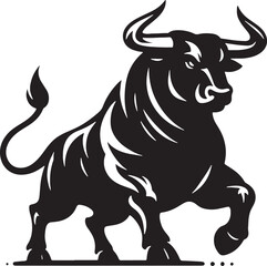 Fototapeta premium Angry Bull Silhouette Vector Illustration Design