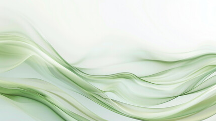 A soft sage green wave, calming and inviting, flowing elegantly across a white canvas, depicted in a breathtakingly clear ultra high-definition format.