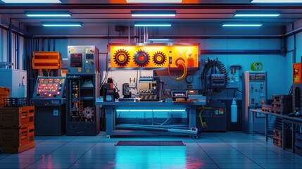 Gear Repair Machine A Colorful and Detailed D Rendering of Industrial Precision