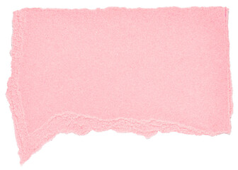 Isolated cut out torn pastel pink piece of blank paper note cardboard with texture and copy space...